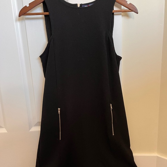 Black Mod Mini Dress with Silver Zipper Detailing, Size Small - Picture 2 of 6